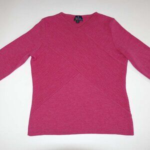 Royal Merino Women's V-Neck Sweater Small Pink Wool Pullover New Zealand S